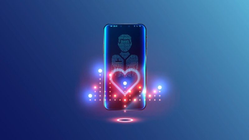 Glowing hand holding a pill pack inside a stream of medical icons