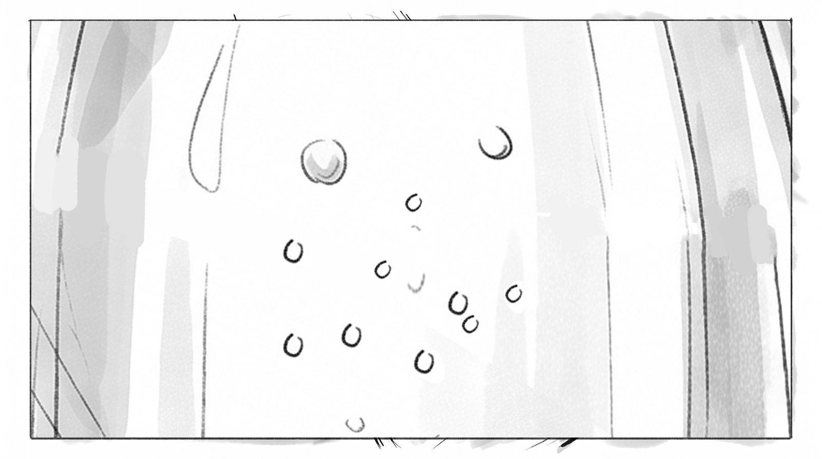 Storyboard: a burst of bubbles rising inside the bottle