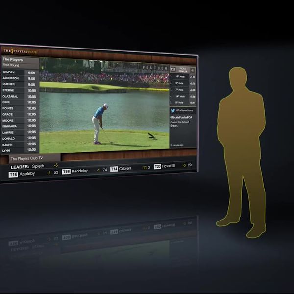 The Players Club lounge screens showing live golf