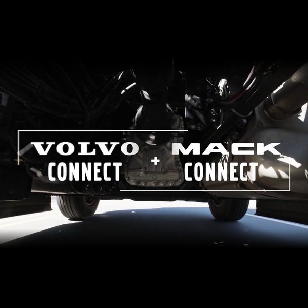 Volvo Connect and Mack Connect title over a truck